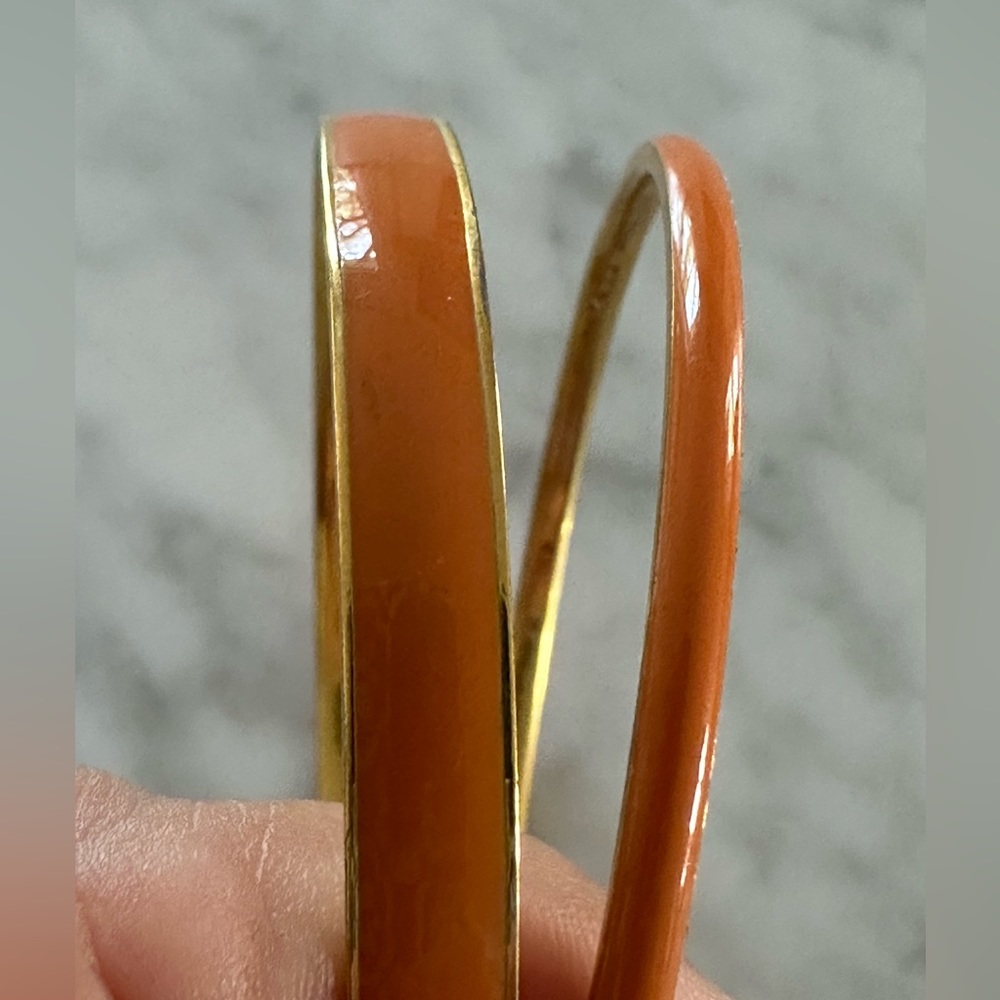 J. Crew Coral Enamel and Gold Bangle Bracelets